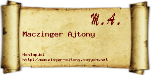 Maczinger Ajtony névjegykártya